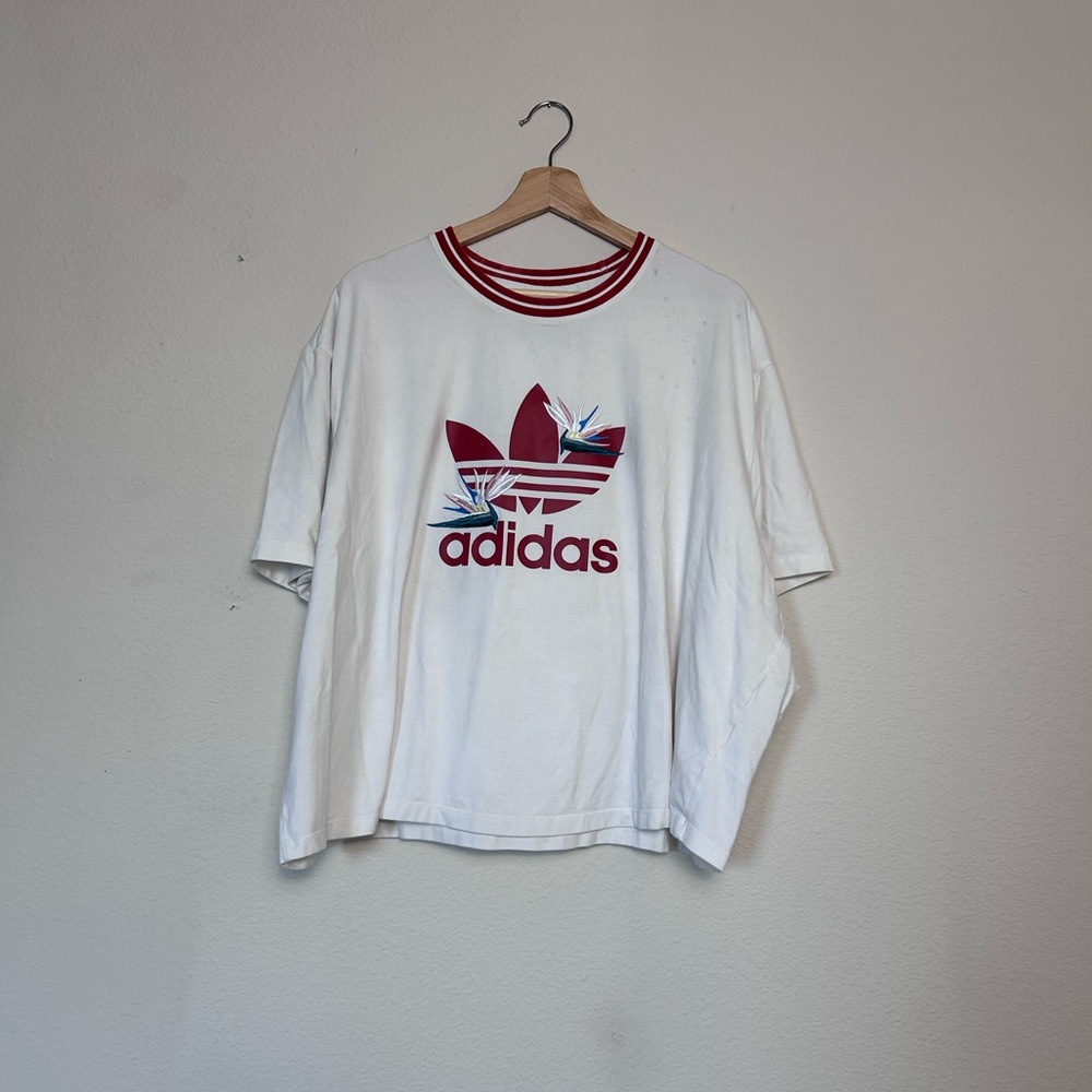 Adidas Boxy Crop Graphic Tee Thebe Magugu Plus Size Floral Bird of Paradise